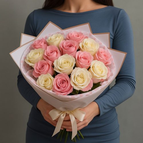 Букет «Нежный розово-белый микс»