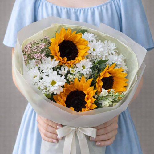 Букет с подсолнухами «Доброе утро»